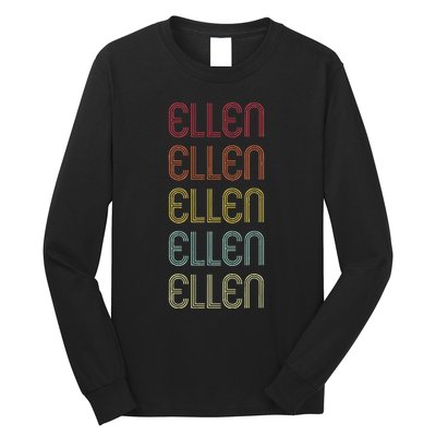 Ellen Retro Wordmark Pattern Vintage Personalized 70s Long Sleeve Shirt