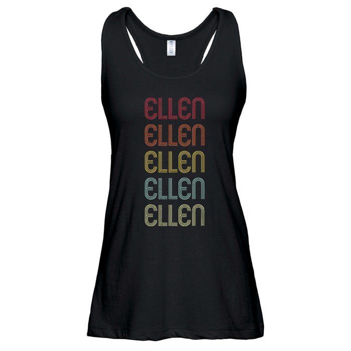 Ellen Retro Wordmark Pattern Vintage Personalized 70s Ladies Essential Flowy Tank