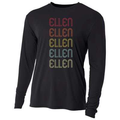 Ellen Retro Wordmark Pattern Vintage Personalized 70s Cooling Performance Long Sleeve Crew