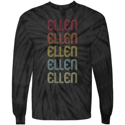 Ellen Retro Wordmark Pattern Vintage Personalized 70s Tie-Dye Long Sleeve Shirt