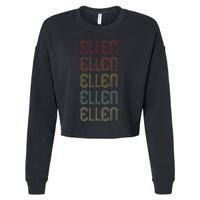 Ellen Retro Wordmark Pattern Vintage Personalized 70s Cropped Pullover Crew