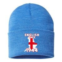 English Since 1944 Celebrate Heritage Birthday Sustainable Knit Beanie