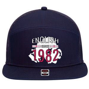 English Since 1982 Birthday Gift 7 Panel Mesh Trucker Snapback Hat