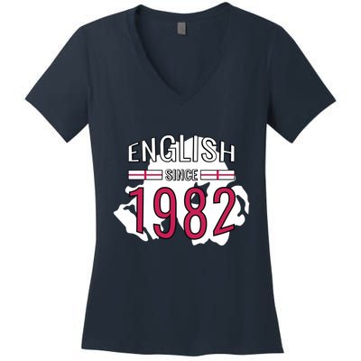 English Since 1982 Birthday Gift Women's V-Neck T-Shirt