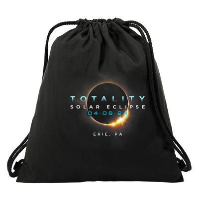 Eclipse Solar 2024 Erie Pa Totality 04 08 24 Drawstring Bag