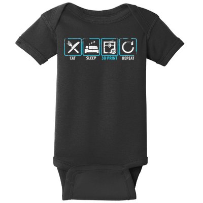 Eat Sleep 3d Print Repeat Filament 3d Printer Tech Gift Baby Bodysuit