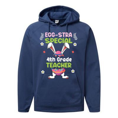 Eggstra Special 4th Grade Teacher Happy Easter Day Funny Gift Performance Fleece Hoodie