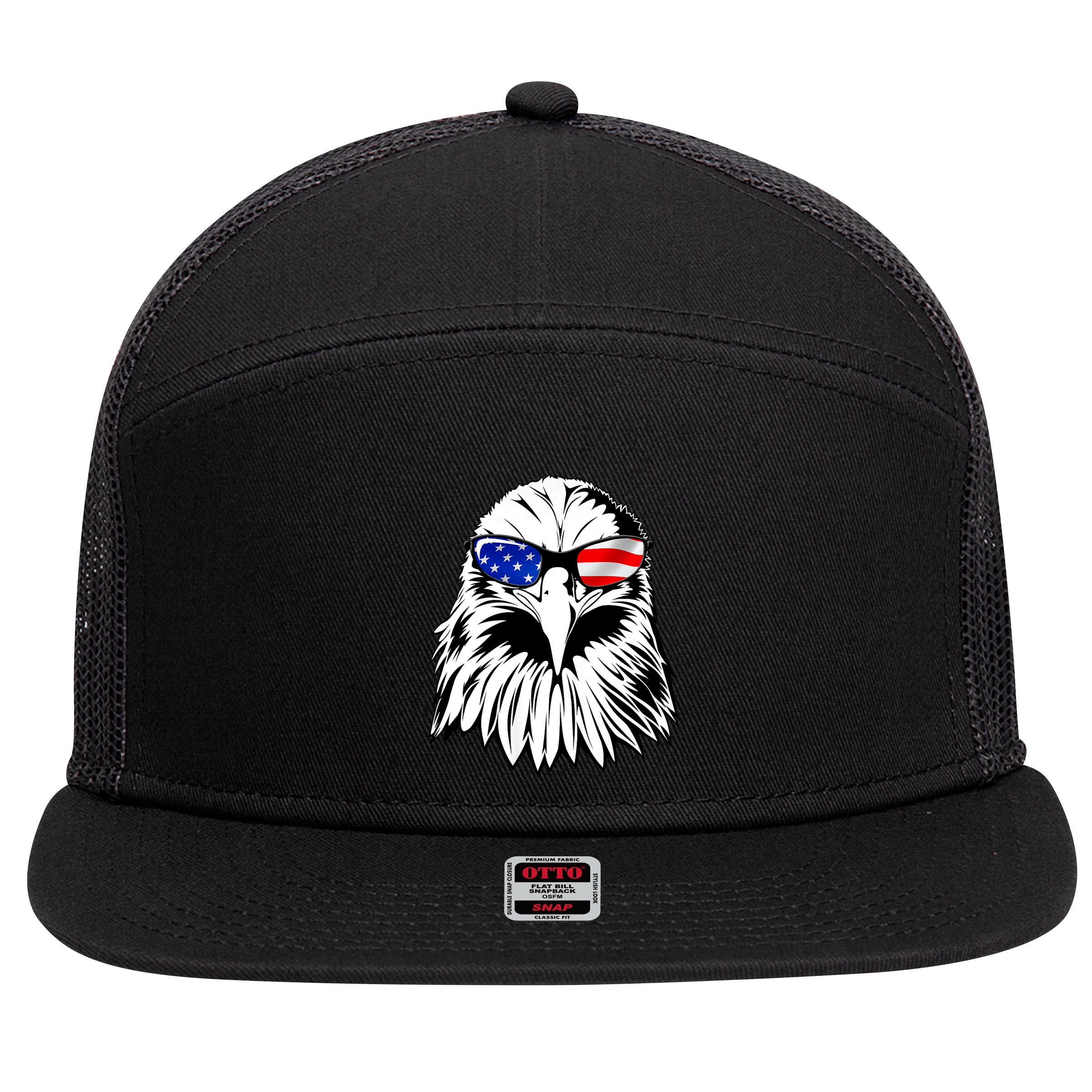 Eagle Sunglasses 4th Of July American Flag 7 Panel Mesh Trucker Snapback Hat