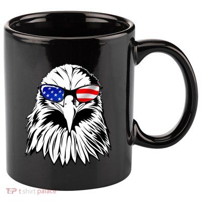 Eagle Sunglasses 4th Of July American Flag 11oz C Handle Ceramic Mug