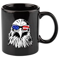 Eagle Sunglasses 4th Of July American Flag 11oz C Handle Ceramic Mug