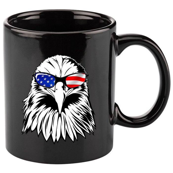 Eagle Sunglasses 4th Of July American Flag 11oz C Handle Ceramic Mug