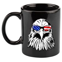 Eagle Sunglasses 4th Of July American Flag 11oz C Handle Ceramic Mug