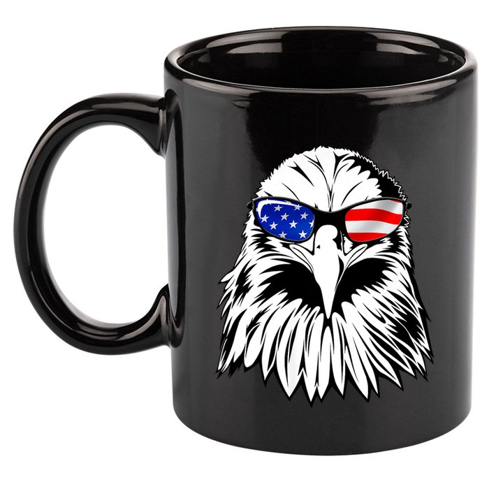 Eagle Sunglasses 4th Of July American Flag 11oz C Handle Ceramic Mug