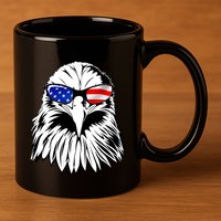 Eagle Sunglasses 4th Of July American Flag 11oz C Handle Ceramic Mug