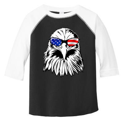 Eagle Sunglasses 4th Of July American Flag Toddler Fine Jersey T-Shirt