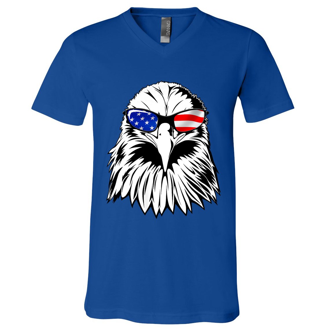 Eagle Sunglasses 4th Of July American Flag V-Neck T-Shirt
