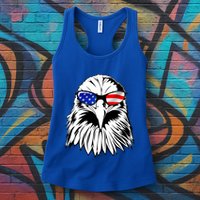 Eagle Sunglasses 4th Of July American Flag Womens Tank Top