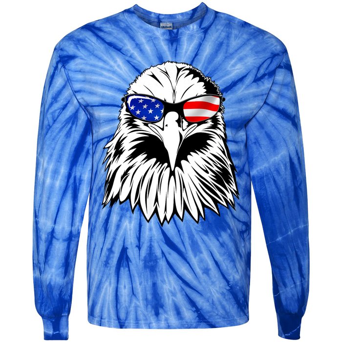 Eagle Sunglasses 4th Of July American Flag Tie-Dye Long Sleeve Shirt