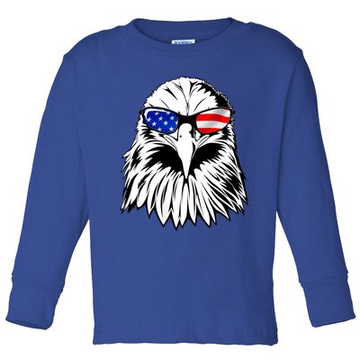 Eagle Sunglasses 4th Of July American Flag Toddler Long Sleeve Shirt