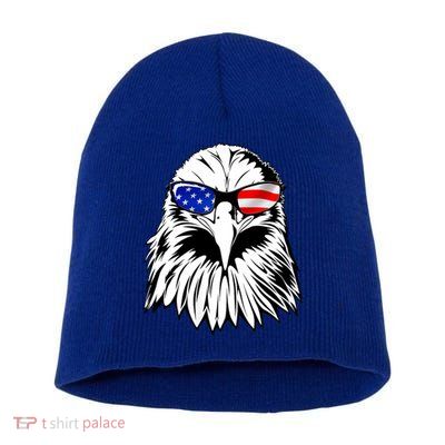 Eagle Sunglasses 4th Of July American Flag Short Acrylic Beanie