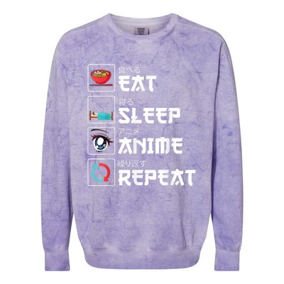 Eat Sleep Anime Repeat Funny Manga Otaku Girls Boys Anime Colorblast Crewneck Sweatshirt