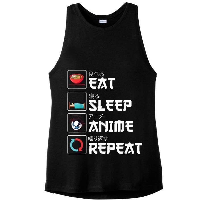 Eat Sleep Anime Repeat Funny Manga Otaku Girls Boys Anime Ladies PosiCharge Tri-Blend Wicking Tank