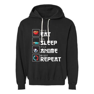 Eat Sleep Anime Repeat Funny Manga Otaku Girls Boys Anime Garment-Dyed Fleece Hoodie