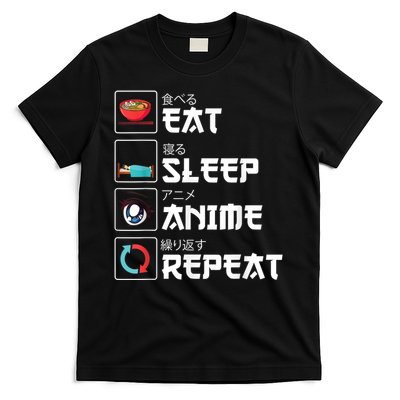 Eat Sleep Anime Repeat Funny Manga Otaku Girls Boys Anime T-Shirt