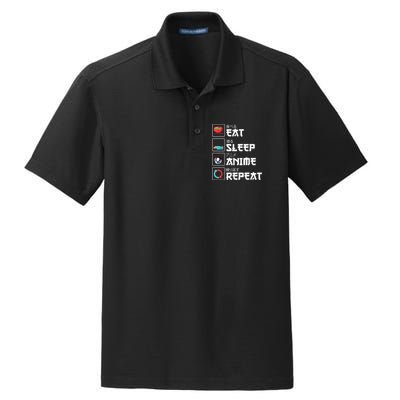 Eat Sleep Anime Repeat Funny Manga Otaku Girls Boys Anime Dry Zone Grid Polo
