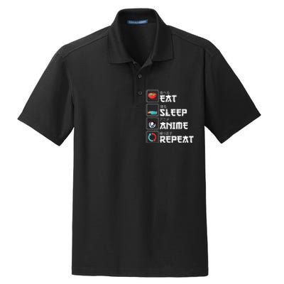 Eat Sleep Anime Repeat Funny Manga Otaku Girls Boys Anime Dry Zone Grid Polo