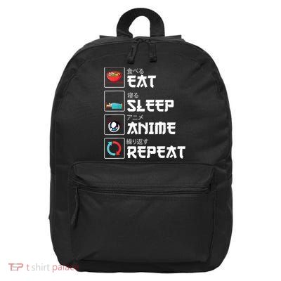 Eat Sleep Anime Repeat Funny Manga Otaku Girls Boys Anime 16 in Basic Backpack