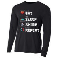 Eat Sleep Anime Repeat Funny Manga Otaku Girls Boys Anime Cooling Performance Long Sleeve Crew