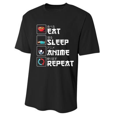 Eat Sleep Anime Repeat Funny Manga Otaku Girls Boys Anime Performance Sprint T-Shirt