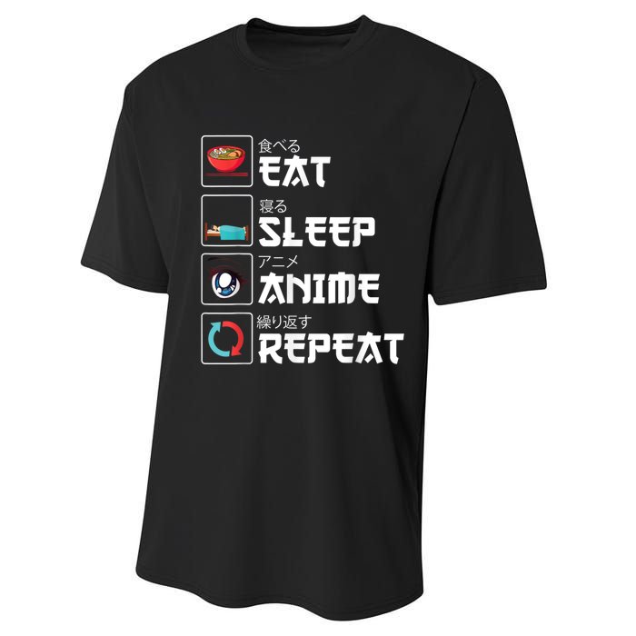 Eat Sleep Anime Repeat Funny Manga Otaku Girls Boys Anime Performance Sprint T-Shirt