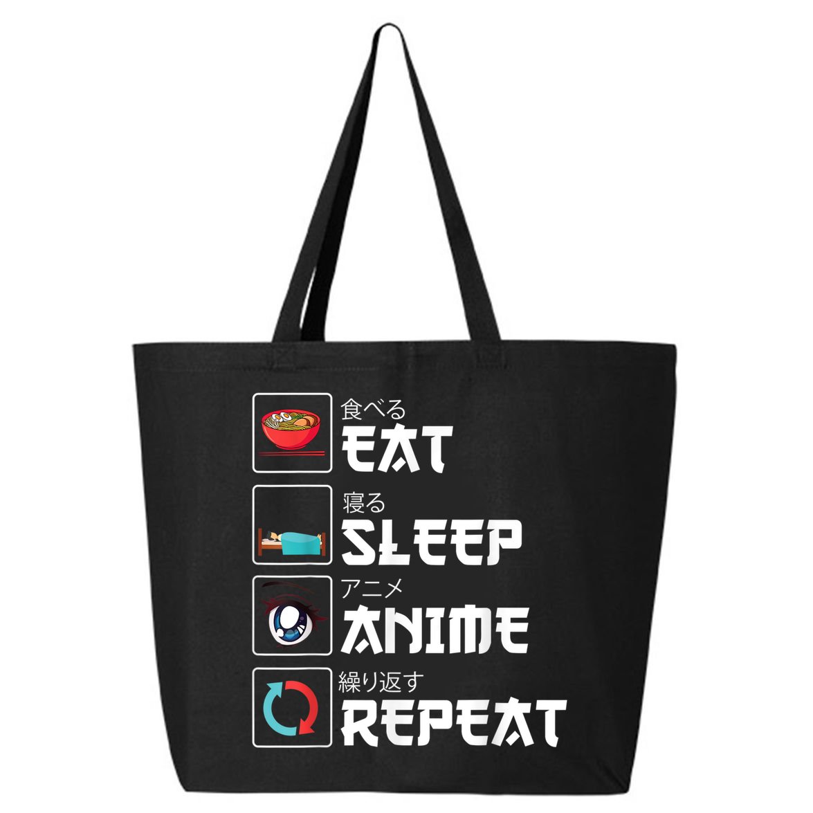 Eat Sleep Anime Repeat Funny Manga Otaku Girls Boys Anime 25L Jumbo Tote