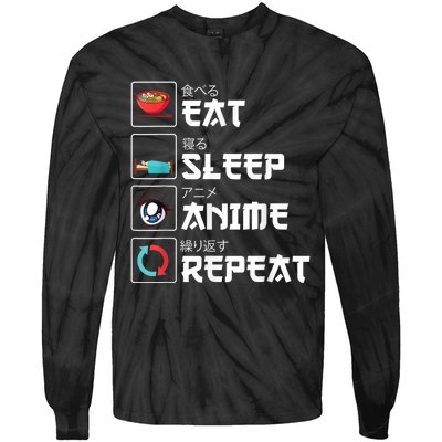 Eat Sleep Anime Repeat Funny Manga Otaku Girls Boys Anime Tie-Dye Long Sleeve Shirt