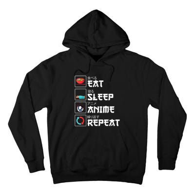 Eat Sleep Anime Repeat Funny Manga Otaku Girls Boys Anime Tall Hoodie