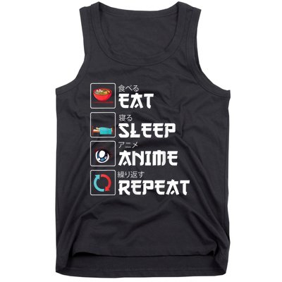 Eat Sleep Anime Repeat Funny Manga Otaku Girls Boys Anime Tank Top