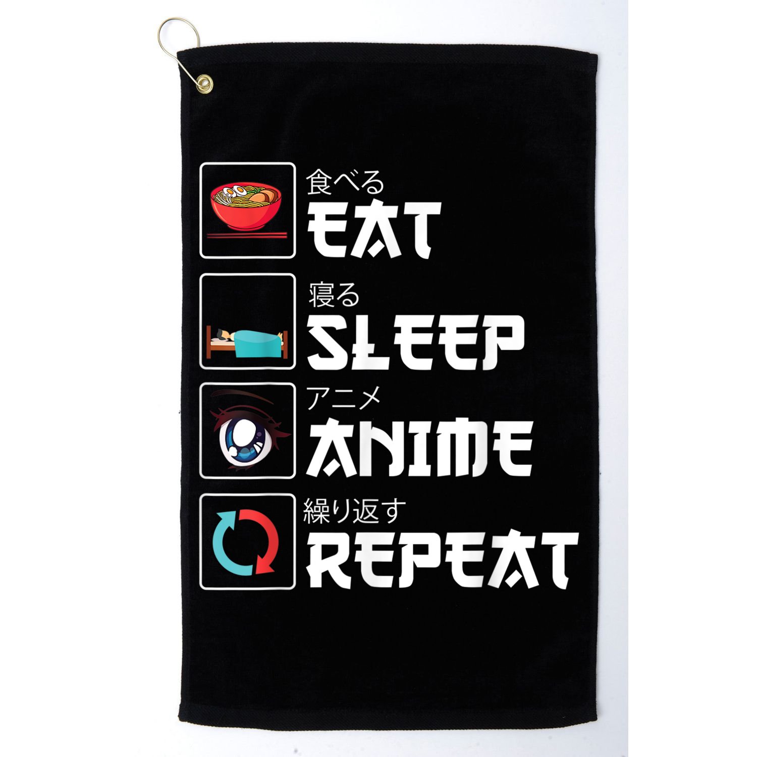 Eat Sleep Anime Repeat Funny Manga Otaku Girls Boys Anime Golf Towel