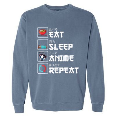 Eat Sleep Anime Repeat Funny Manga Otaku Girls Boys Anime Garment-Dyed Sweatshirt