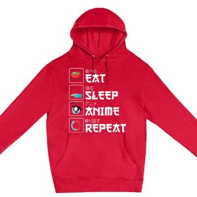 Eat Sleep Anime Repeat Funny Manga Otaku Girls Boys Anime Premium Pullover Hoodie