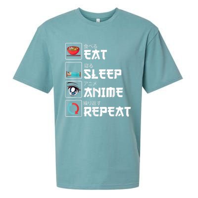 Eat Sleep Anime Repeat Funny Manga Otaku Girls Boys Anime Sueded Cloud Jersey T-Shirt