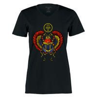 Egyptian Scarab Ankh Cross Ancient Egypt Symbol Archeology Women's Momentum V-Neck T-Shirt