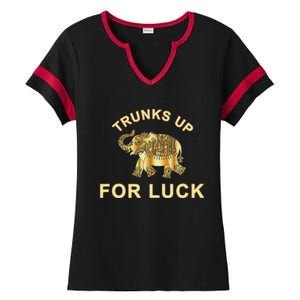 Elephant Spirit Animal Totem Trunks Up For Good Luck Lucky Ladies Halftime Notch Neck Tee