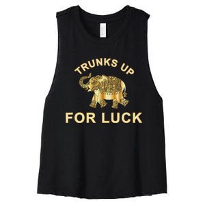 Elephant Spirit Animal Totem Trunks Up For Good Luck Lucky Women's Racerback Cropped Tank