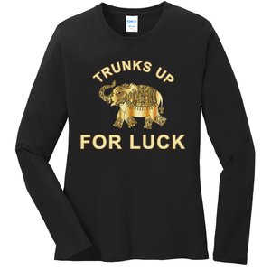 Elephant Spirit Animal Totem Trunks Up For Good Luck Lucky Ladies Long Sleeve Shirt