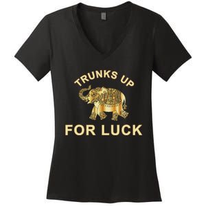 Elephant Spirit Animal Totem Trunks Up For Good Luck Lucky Women's V-Neck T-Shirt