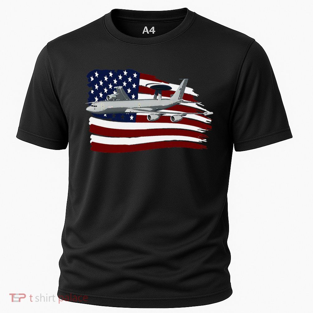 E3 Sentry Awacs Plane Us Flag Usa Performance Shirt