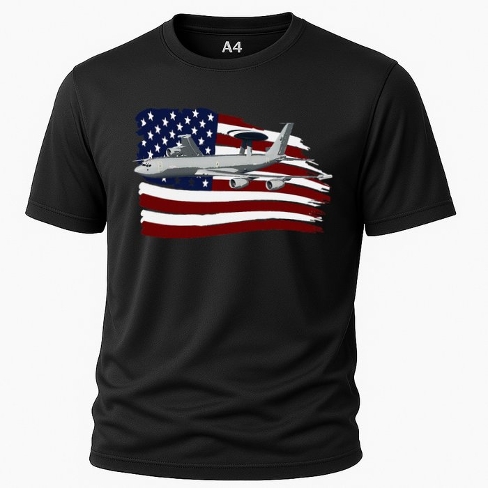 E3 Sentry Awacs Plane Us Flag Usa Cooling Performance Crew T-Shirt