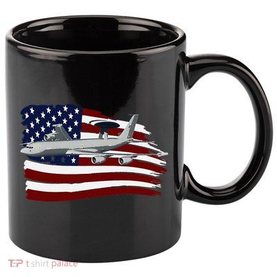 E3 Sentry Awacs Plane Us Flag Usa 11oz C Handle Ceramic Mug